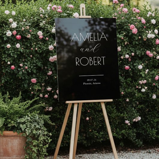 Modern Minimalist Black Wedding Welcome Acryl Bord
