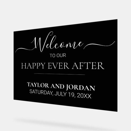 Modern Minimalist Black Wedding Welcome Sign (Angle)