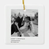 Modern Minimalist Black & White Photo Christmas  Keramisch Ornament (Voorkant)