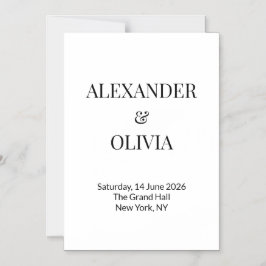 Modern Minimalist Black White Wedding Invitation Magnetische Uitnodiging