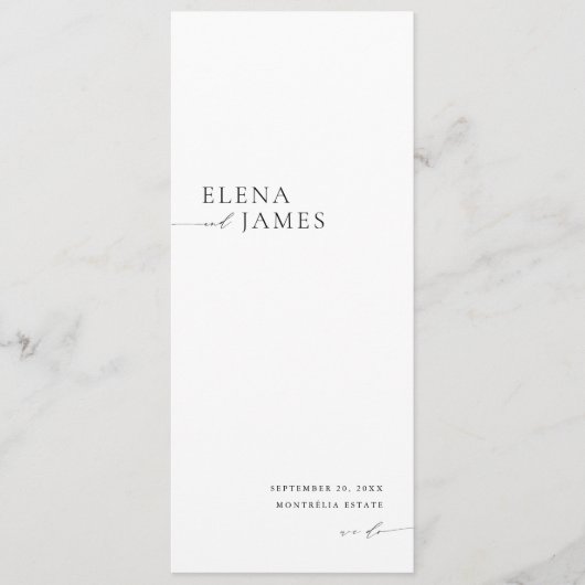 Modern Minimalist Black & White Wedding Program Programma (Voorkant)