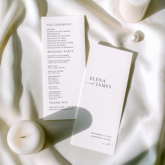 Modern Minimalist Black & White Wedding Program Programma