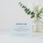 Modern Minimalist Blue Jewelry Care Insert Card Informatiekaartje (Staand voorkant)