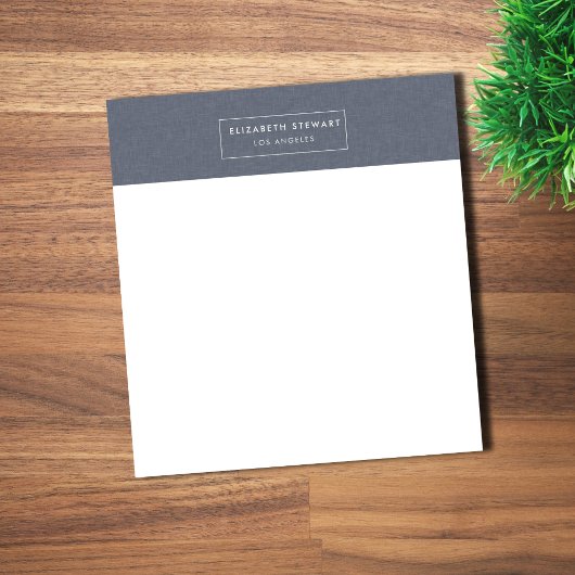 Modern minimalist Blue Linen and Ivory Notitieblok