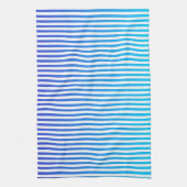 Modern minimalist Blue Turquoise ombre Stripes Theedoek (Verticaal)