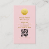Modern Minimalist Blush Pink and Gold QR Code Visitekaartje (Voorkant)