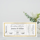 Modern Minimalist Boarding Pass Wedding Invitation (Debout devant)