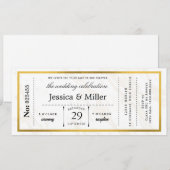 Modern Minimalist Boarding Pass Wedding Invitation (Devant / Derrière)