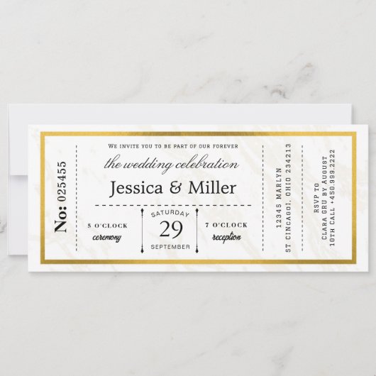 Modern Minimalist Boarding Pass Wedding Invitation (Devant)