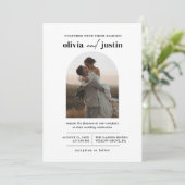 Modern minimalist Boho Arch Photo Wedding Kaart (Staand voorkant)