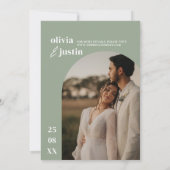 Modern minimalist Boho Arch Photo Wedding Kaart (Achterkant)