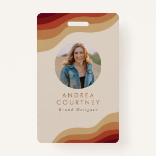 Modern minimalist Boho beige Photo QR-naam Badge