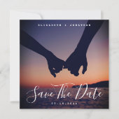 Modern minimalist Boho Navy Blue Wedding Foto Save The Date (Voorkant)