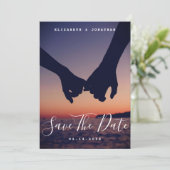 Modern minimalist Boho Navy Blue Wedding Foto Save The Date (Staand voorkant)