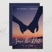 Modern minimalist Boho Navy Blue Wedding Foto Save The Date (Voorkant / Achterkant)