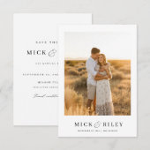 Modern Minimalist Boho Text and Photo Wedding Save The Date (Voorkant / Achterkant)