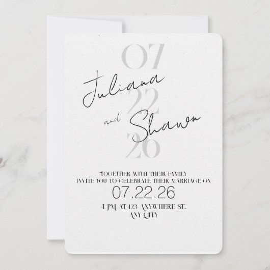 Modern Minimalist Bold Typography Wedding  Kaart (Voorkant)
