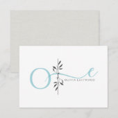 Modern Minimalist Botanical Aqua Monogram  Notitiekaartje (Voorkant / Achterkant)