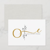 Modern Minimalist Botanical Gold Monogram  Notitiekaartje (Voorkant / Achterkant)