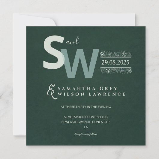 Modern Minimalist Botanical Wedding Invitation (Devant)