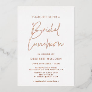 Modern minimalist Bridal luncheon Folie Uitnodiging