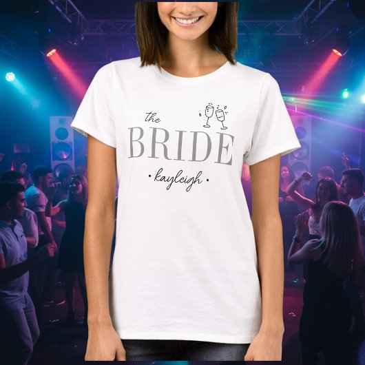 Modern Minimalist Bride Script Bachelorette T-shirt