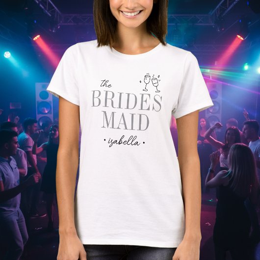 Modern Minimalist Bridesmaid Script Bachelorette T-shirt