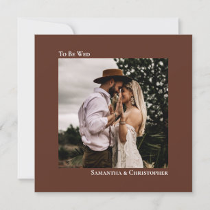 Modern minimalist Brown Square Photo Wedding Kaart