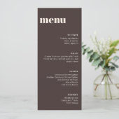 Modern Minimalist Brown Wedding Tall Template Menu (Debout devant)