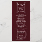 Modern Minimalist Burgundy Monogram Wedding Menu (Voorkant)