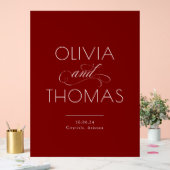 Modern Minimalist Burgundy Red Wedding Welcome (Mariage)
