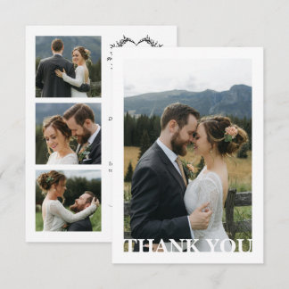 Modern Minimalist Calligraphy Crest monogram Photo Bedankkaart