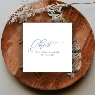Modern Minimalist Cheers Kalligrafie Dusty Blue Servet