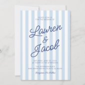 Modern Minimalist Coastal Blue Stripes Wedding Kaart (Voorkant)