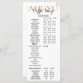 Modern minimalist Coffee Shop Menu Template (Devant / Derrière)