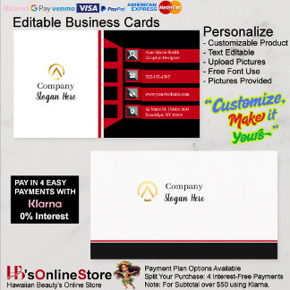 Modern Minimalist Company Red Black White Visitekaartje