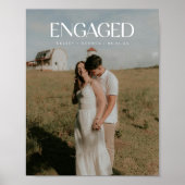 Modern Minimalist Couple Photo "Engaged" Poster (Voorkant)