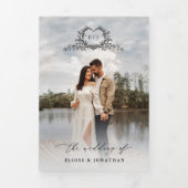 Modern Minimalist Crest monogram Wedding Invite Drieluik Programma (Cover)