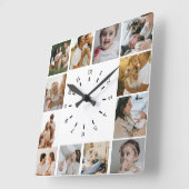 Modern Minimalist  Custom Photo Collage Family Vierkante Klok (Hoek)