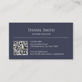 Modern Minimalist Dark Gray White Initials QR Code Visitekaartje (Achterkant)