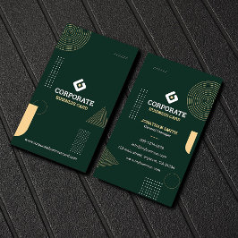 Modern Minimalist Dark Green & Gold Corporate Visitekaartje