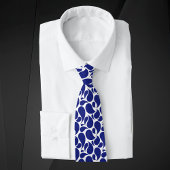 Modern Minimalist Deep Blue and White Paisley Stropdas