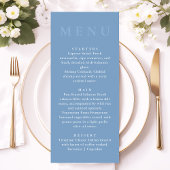 Modern Minimalist Dusty Blue Wedding Dinner Menu