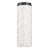 Modern Minimalist Dusty Rose White Floral Script Thermosbeker (Achterkant)