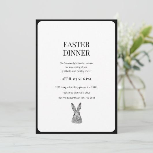 Modern Minimalist Easter Dinner Kaart (Staand voorkant)