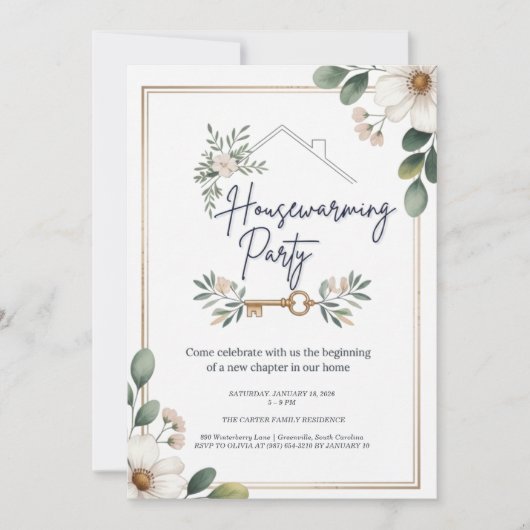 Modern Minimalist Editable Housewarming Invitation Kaart (Voorkant)