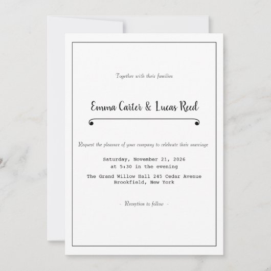 Modern Minimalist Editable Wedding Invitation (Devant)