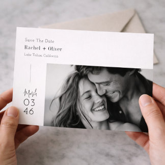 Modern Minimalist Editorial Photo Save the Date