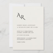 Modern Minimalist Elegant Ivory Black Wedding Kaart (Voorkant)