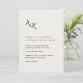 Modern Minimalist Elegant Ivory Black Wedding Kaart (Staand voorkant)